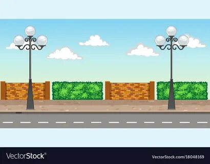 Scene with two lampposts on pavement Royalty Free Vector
