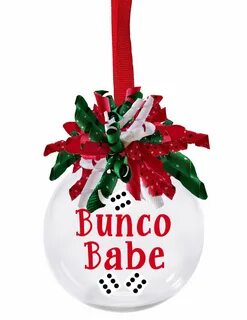 Bunco Babe Christmas ornament with Christmas korker ribbon b