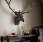 1890 Iron Stag Head Recreation Stag head, Animal wall mount,