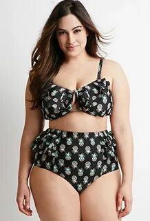 Plus Size Bikini - Plus Size Pineapple Print Bikini Set Biki