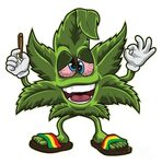 Stoned Cannabis Leaf Weed Smoking Cartoon Digital Art by Mis