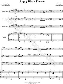 Ari Pulkkinen "Angry Birds Theme" Sheet Music in E Minor - D