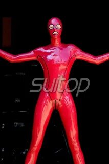 Sexy unisex latex full body catsuit with ZIP UNDER COSPALY S