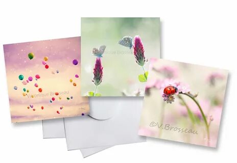 Trois cartes postales fleur et ballons dans le ciel cartes E