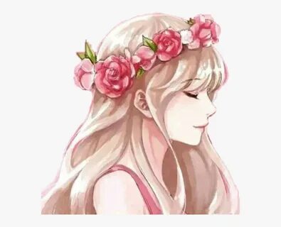 #watercolor #flower #girl #pink #crownflower #crown - Aesthe