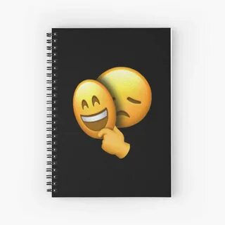 "Emoji - Sad Face under Happy Mask" Spiral Notebook by hyper