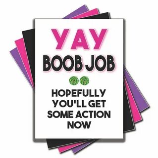 Congrats on Your New Boobs Card Boob Job Card Funny Boob, Message on the fr...