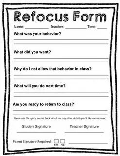 Editable Refocus Form (Time to Teach Classroom Management)- 