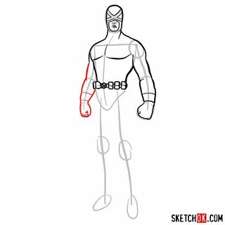 How to draw Cyclops in a dark-red uniform - Sketchok easy dr