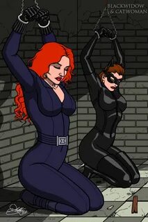 BLACKWIDOW and CATWOMAN CAPTURED COMMISSION by Kaywest on De