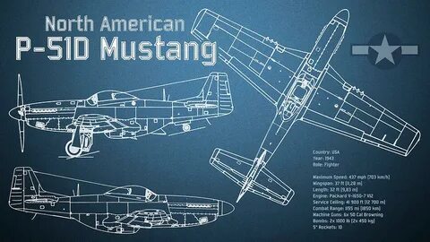North American P-51D Mustang Blueprint Digital Art by StockP
