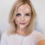 Blonde looking damn fine with sperm all over her face - Cum 