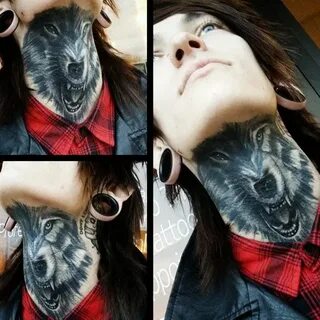 Wolf Throat Tattoo Throat tattoo, Girl neck tattoos, Neck ta