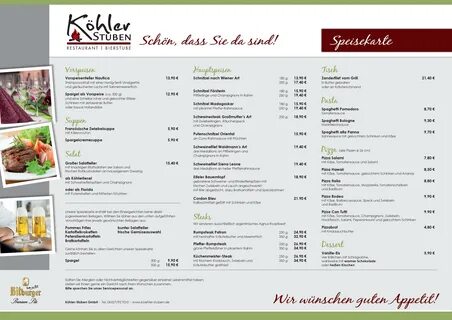 Speisekarte - Restaurant Köhler-Stuben GmbH in Oberweis - De