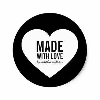 Minimalist Black and White Heart Made with Love Classic Roun