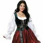 ВЗРОСЛАЯ женщина Renaissance пират средневековой зеленый лиф