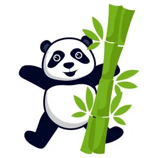 Simple Panda With Bamboo Drawing - bmp-clown