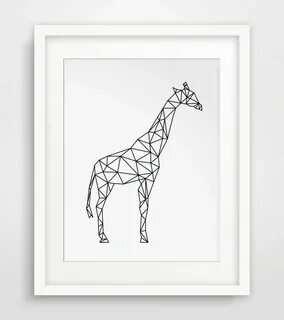 Giraffe Art Geometric Animal Black and White by MelindaWoodD