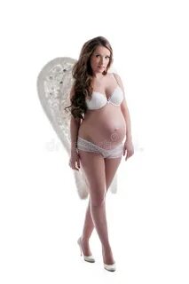 Charming Pregnant Woman Posing in Lingerie Stock Photo - Ima