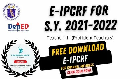 E IPCRF For Teacher I to III for SY 2021 2022 - YouTube