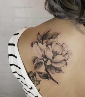 Floral back tattoos, Magnolia tattoo, Shoulder tattoos for w