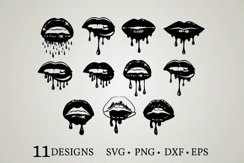 Designer Lips Heart Pattern Heart Drip Lips SVG Biting Lips 