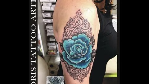 Rose mandala cover up arm tattoo - YouTube