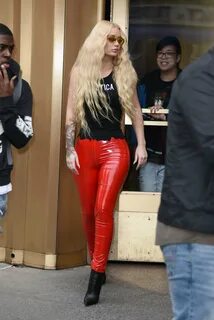 Iggy Azalea in Red Leather Pants -10 GotCeleb