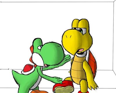 Yoshi and Koopa going to kiss by TairenuKitty Submission Ink