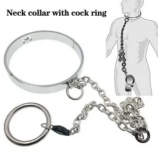 Metal Neck Collar With Cock Ring Adult Games BDSM Bondage Sl