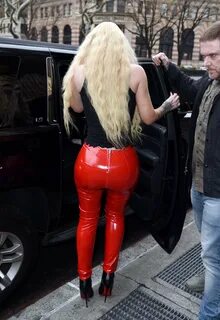 Iggy Azalea in Red Leather Pants -04 GotCeleb