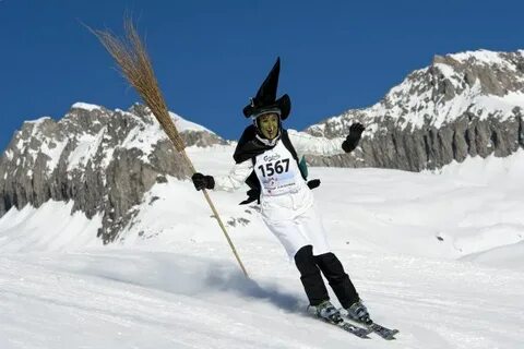 Swiss skiers hit the slopes in witches' garb