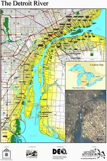 Detroit River Chart Detroit, Location map, River