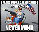 breaks into a car and finds a stick shift Nevermind - AMERIC