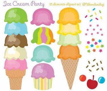 Ice Cream Cones Clip Art Ice Cream Party Kids Party Etsy Ice