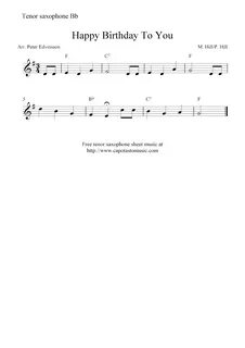 Free tenor saxophone sheet music, Happy Birthday To You