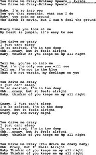 Love Song Lyrics for:You Drive Me Crazy-Britney Spears