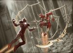 Iron Man And Red Scarlet Spiderman 4k 3700x2667 - Wallpaper 
