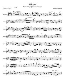 Minuet Boccherini Sheet music for Violin (Solo) Musescore.co