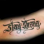 60 Strength Tattoos For Men - Masculine Word Design Ideas St