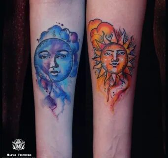 Sun and moon Friend tattoos, Matching best friend tattoos, F