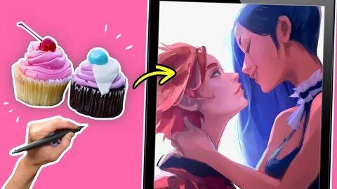 Drawing Arcane Vi + Caitlyn from Cupcakes 🧁 ❤ #shorts - YouT