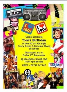 90s theme party 90s party, Throwback party, Girls party invi