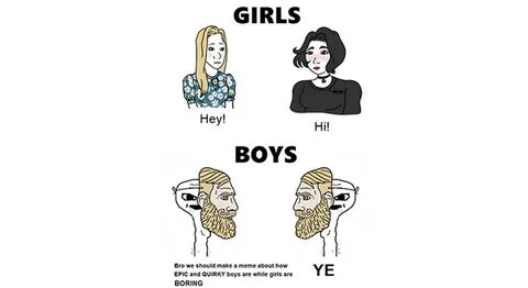 Boys vs. Girls Wojak Memes: Doomer Girl + Trad Girl vs. Chad