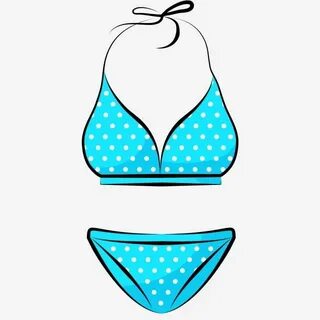 Polka Dot Bikini Blue Summer PNG , купальник клипарт, В горо
