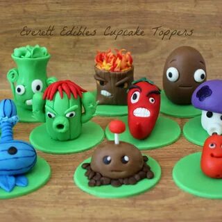 Handmade Plants vs Zombie cupcakes toppers made using our in house 