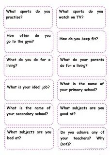 Speaking Cards 2 - General Questions - English ESL Worksheet