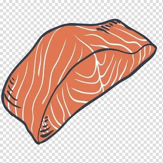 Sushi Salmon Fish, creative hand-painted salmon meat transpa