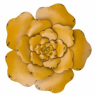 Hobby Crafts & Decor - Yellow Layered Metal Flower Wall Deco