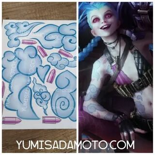 Jinx League of Legends Cosplay Kostüm temporäre Tattoo Bulle